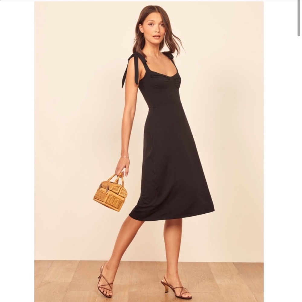 Reformation Black Wells Dress Size Small